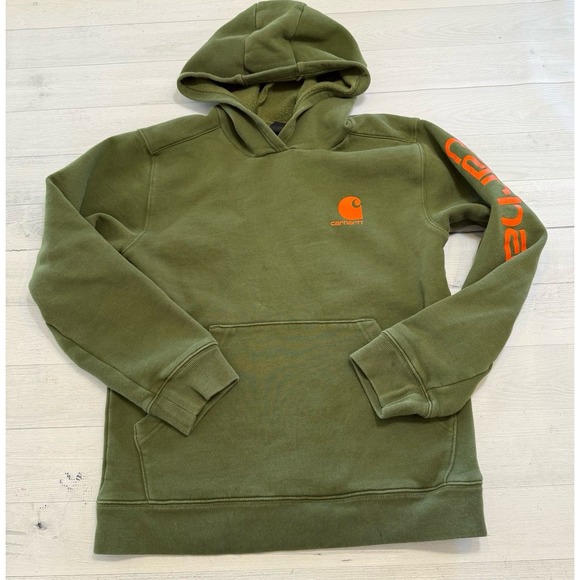 Carhartt boys green orange hooded sweatshirt 14/16‎ - Picture 1 of 9